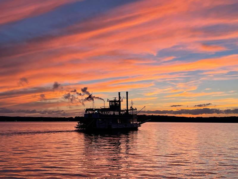 Chautauqua Lake New York NY Retro Sunset Fishing - Chautauqua Lake